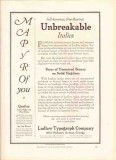 ludlow typograph company 1926 unbreakable italics printing vintage ad