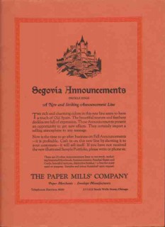 paper mills company 1926 segovia announcements deckle edge vintage ad