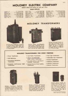Moloney Electric Company 1948 Vintage Catalog Transformer Power