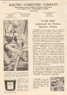 Electro Compound Company 1948 Vintage Catalog Cable Lubricant Y-ER EAS