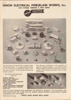 Union Electrical Porcelain Works 1948 Vintage Catalog Wiring Devices