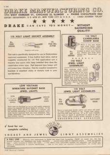 Drake Mfg Company 1948 Vintage Catalog Electrical Jewel Light Socket
