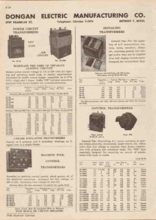 Dongan Electric Mfg Company 1948 Vintage Catalog Power Transformers