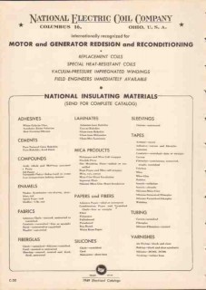 National Electric Coil Company 1949 Vintage Catalog Motors Generators