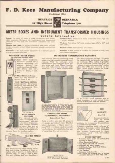 F D Kees Mfg Company 1949 Vintage Catalog Electric Instrument Housings