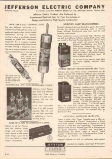 Jefferson Electric Company 1949 Vintage Catalog Saf-T-Lag Thermal Fuse