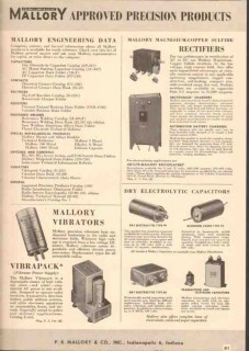 P R Mallory Company 1949 Vintage Catalog Electric Rectifier Capacitor