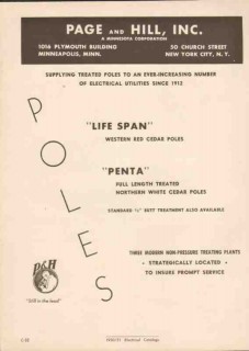 Page Hill Inc 1951 Vintage Catalog Poles Life-Span Electric Utilities Page Hill Inc 1951 Vintage Catalog Poles Life-Span Electric Utilities