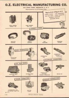 O Z Electrical Mfg Company 1952 Vintage Catalog Cable Supports Bushing