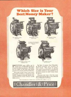 chandler price company 1926 size best money-maker printing vintage ad