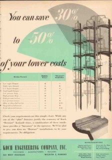 Koch Engineering Company 1953 Vintage Ad Oil Benturi Save Tower Costs Koch Engineering Company 1953 Vintage Ad Oil Benturi Save Tower Costs