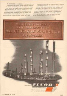 Fluor Corp 1953 Vintage Ad Oil Plant El Segundo Designed Constructed Fluor Corp 1953 Vintage Ad Oil Plant El Segundo Designed Constructed