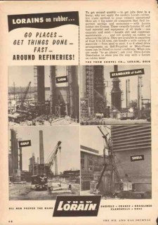Thew Shovel Company 1953 Vintage Ad Lorain Rubber Cranes Oil Refinery Thew Shovel Company 1953 Vintage Ad Lorain Rubber Cranes Oil Refinery