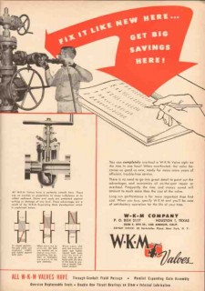 W-K-M Company 1953 Vintage Ad Oil Fix Like New Complete Overhaul Valve