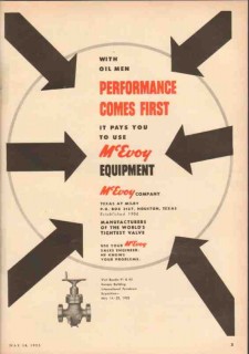 McEvoy Company 1953 Vintage Ad Oil Field Valve Equipment Performance McEvoy Company 1953 Vintage Ad Oil Field Valve Equipment Performance
