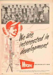 Lee C Moore Corp 1953 Vintage Ad Oil Field Rig Little League Baseball