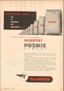 Halliburton Oil Well Cementing Company 1953 Vintage Ad Pozmix Million Halliburton Oil Well Cementing Company 1953 Vintage Ad Pozmix Million