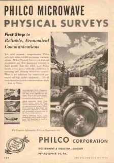 Philco Corp 1953 Vintage Ad Microwave Physical Survey Map Field Aerial