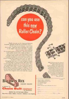 Chain Belt Company 1955 Vintage Ad Oil Field Baldwin Rex Roller New