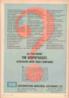 Southwestern Industrial Electronics 1953 Vintage Ad Oil Geophysicists