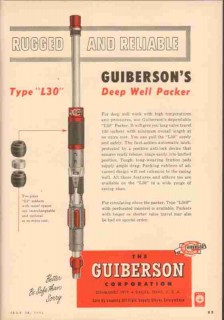Guiberson Corp 1953 Vintage Ad Oil Deep Well Packer Rugged Reliable