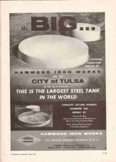 Hammond Iron Works 1959 Vintage Ad Largest Steel Tank Tulsa OK Mr Big Hammond Iron Works 1959 Vintage Ad Largest Steel Tank Tulsa OK Mr Big