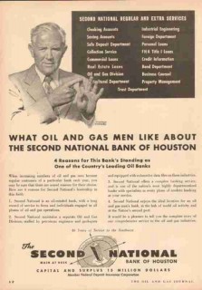 Second National Bank Houston 1953 Vintage Ad Countrys Leading Oil Second National Bank Houston 1953 Vintage Ad Countrys Leading Oil