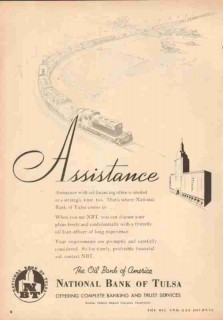 National Bank Tulsa 1953 Vintage Ad Oil Financing Assistance Oilfield