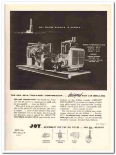Joy Mfg Company 1959 Vintage Ad Package Compressor Designed Drilling Joy Mfg Company 1959 Vintage Ad Package Compressor Designed Drilling