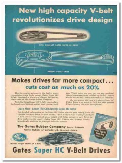 Gates Rubber Company 1959 Vintage Ad Oil V-Belt Super HC High Capacity Gates Rubber Company 1959 Vintage Ad Oil V-Belt Super HC High Capacity