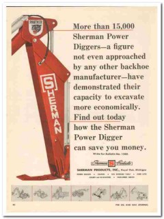sherman products inc 1959 power diggers backhoe excavator vintage ad sherman products inc 1959 power diggers backhoe excavator vintage ad