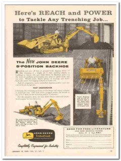 john deere industrial tractors 1959 reach power 51 backhoe vintage ad john deere industrial tractors 1959 reach power 51 backhoe vintage ad