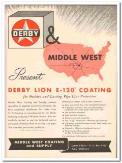 Middle West Coating Supply Company 1959 Vintage Ad Derby Lion Pipeline