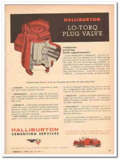 Halliburton Oil Well Cementing Company 1959 Vintage Ad Lo-Torq Plug -1 Halliburton Oil Well Cementing Company 1959 Vintage Ad Lo-Torq Plug -1