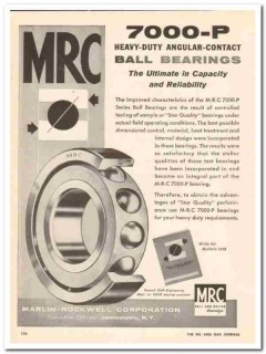 Marlin-Rockwell Corp 1958 Vintage Ad Ball Bearings Heavy-Duty Angular