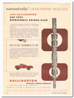 Halliburton Oil Well Cementing Company 1959 Vintage Ad Leak-Proof Plug Halliburton Oil Well Cementing Company 1959 Vintage Ad Leak-Proof Plug