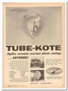 Tube-Kote Inc 1959 Vintage Ad Oil Corrosion Resistant Plastic Coatings