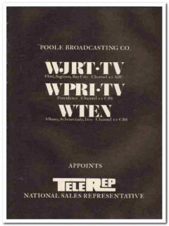 poole broadcasting company 1973 wjrt-tv wpri-tv wten media vintage ad poole broadcasting company 1973 wjrt-tv wpri-tv wten media vintage ad