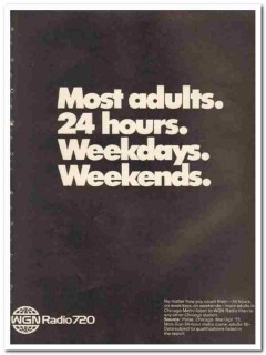 wgn 1973 radio 720 most adults 24 hours broadcasting media vintage ad wgn 1973 radio 720 most adults 24 hours broadcasting media vintage ad
