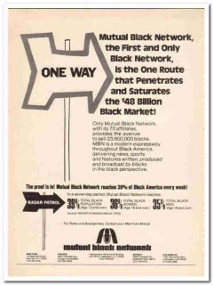 Mutual Black Network 1973 one way penetrate saturate media vintage ad