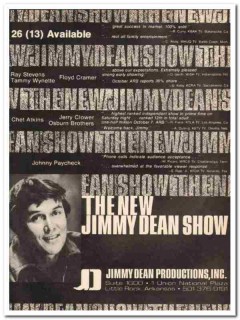 jimmy dean productions inc 1973 available back new show vintage ad