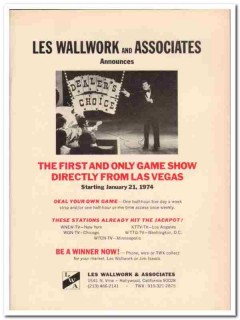 les wallwork associates 1973 dealers choice game show media vintage ad