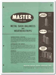 Master Metal Strip Service Inc 1958 Vintage Catalog Sash Balances Master Metal Strip Service Inc 1958 Vintage Catalog Sash Balances