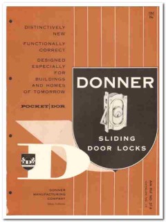 Donner Mfg Company 1958 Vintage Catalog Sliding Door Locks Pocket-Dor Donner Mfg Company 1958 Vintage Catalog Sliding Door Locks Pocket-Dor
