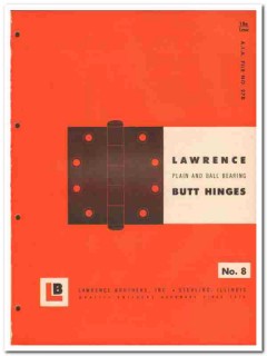 Lawrence Brothers Inc 1958 Vintage Catalog Hinges Ball Bearing Butt Lawrence Brothers Inc 1958 Vintage Catalog Hinges Ball Bearing Butt