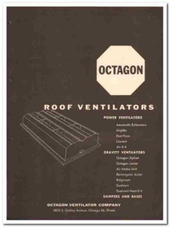 Octagon Ventilator Company 1958 Vintage Catalog Fans Exhaust Louvent Octagon Ventilator Company 1958 Vintage Catalog Fans Exhaust Louvent