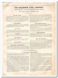 Macomber Steel Company 1933 Vintage Catalog Roofing Bar Nailer Joists Macomber Steel Company 1933 Vintage Catalog Roofing Bar Nailer Joists