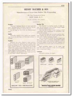 Henry Maurer Son Company 1931 Vintage Catalog Tile Terra Cotta Hollow