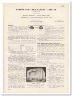 Kosmos Portland Cement Company 1931 Vintage Catalog Kosmortar Masonry
