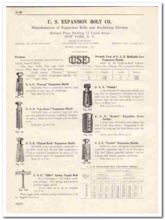 U S Expansion Bolt Company 1931 Vintage Catalog Anchor Shield Toggle